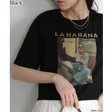 ブラック | GIRL プリント ショート丈 半袖Tシャツ | Pumpkin  Port