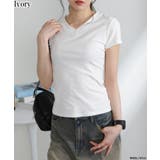 アイボリー | Vネック 半袖Tシャツ | Pumpkin  Port