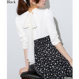 ブラック | 後ろリボン リブトップス+花柄スカートドッキングロングワンピース | Pumpkin Port