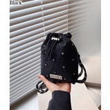 ブラック | ビジュー付き ミニサコッシュ ショルダーバッグ | Pumpkin Port