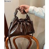 ブラウン | ギャザー巾着タイプ スクエアショルダーBAG | Pumpkin  Port