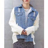 ブロークンデニム×ニット BIGサイズ ジャケットカーディガン | Pumpkin  Port | 詳細画像11 