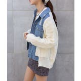 ブロークンデニム×ニット BIGサイズ ジャケットカーディガン | Pumpkin  Port | 詳細画像15 