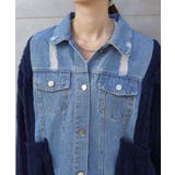 ブロークンデニム×ニット BIGサイズ ジャケットカーディガン | Pumpkin  Port | 詳細画像21 