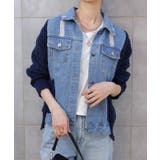 ブロークンデニム×ニット BIGサイズ ジャケットカーディガン | Pumpkin  Port | 詳細画像3 