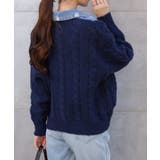 ブロークンデニム×ニット BIGサイズ ジャケットカーディガン | Pumpkin  Port | 詳細画像7 