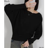 ブラック | ボートネック ドルマンスリーブニットソートップス | Pumpkin  Port