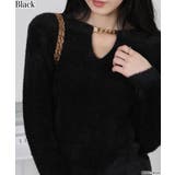 ブラック | ゴールドビット付き シャギーニットトップス | Pumpkin  Port