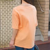 コットン 左胸ロゴプリント入りV空きネック BIGロングTシャツ | Pumpkin  Port | 詳細画像13 