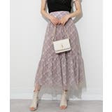 後ろリボン シアーチェックレイヤード ティアードロングスカート | Pumpkin Port | 詳細画像14