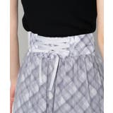 後ろリボン シアーチェックレイヤード ティアードロングスカート | Pumpkin Port | 詳細画像24