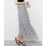 後ろリボン シアーチェックレイヤード ティアードロングスカート | Pumpkin Port | 詳細画像5