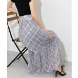 後ろリボン シアーチェックレイヤード ティアードロングスカート | Pumpkin Port | 詳細画像6