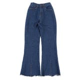 デニム濃色 | フロントスリットデニムフレアパンツ | PUNYUS