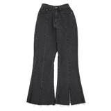 ブラック | フロントスリットデニムフレアパンツ | PUNYUS