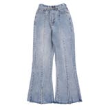 デニム中濃色 | フロントスリットデニムフレアパンツ | PUNYUS