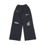 ブラック | ダメージデニムバギーパンツ | PUNYUS