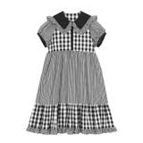 ブラック | ギンガムチェックフリルロングワンピース | PUNYUS