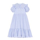 サックス | ギンガムチェックフリルロングワンピース | PUNYUS