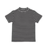 ブラック | ボーダーハイネックリブTシャツ | PUNYUS