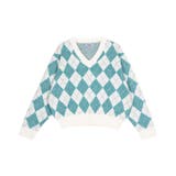 グリーン | アーガイルＶネックニット | PUNYUS 