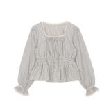 ホワイト | チェック柄パフスリーブブラウス | PUNYUS