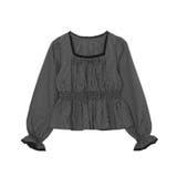 スミクロ | チェック柄パフスリーブブラウス | PUNYUS