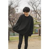 ブラック | モヘアタッチアクリル オーバーサイズ クルーニット | MODISH GAZE