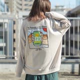 グレージュ | バック転写プリント ビッグスウェットトレーナー | MODISH GAZE