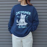 ネイビー | 裏毛 クルーネック 長袖 スウェット CAT POWER | MODISH GAZE