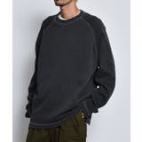 ブラック | ピグメントワッフルラグランロンT | MODISH GAZE