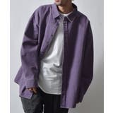 パープル | スノーウォッシュヴィンテージ風コットンシャツ | MODISH GAZE