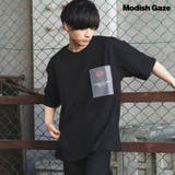 ブラック | PVCポケット＆バックプリント Tシャツ(薔薇 ローズ)  | MODISH GAZE