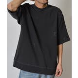 ブラック | ピグメント裏毛ダメージスウェットTシャツ | MODISH GAZE