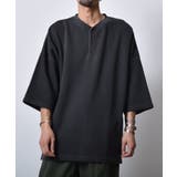 ブラック | ピグメントヘンリーネックTシャツ | MODISH GAZE
