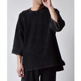 スノーウォッシュ5分袖ラグランオーバーサイズワッフルTシャツ | MODISH GAZE | 詳細画像3 