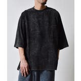 ブラック | スノーウォッシュラグランポケット付きコットン半袖Tシャツ | MODISH GAZE
