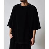 ブラック | スノーウォッシュクルーネックパイルTシャツ | MODISH GAZE