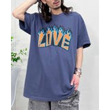 ネイビー | LOVEロゴプリント ピグメント加工 ビッグシルエットTシャツ | MODISH GAZE