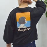 ブラック | 裏起毛プルオーバー(ガール イラスト) トレーナー | ＆soiree