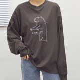 チャコール | プレーリードッグプリントロンT カピバラ フロントプリントTシャツ | &soiree