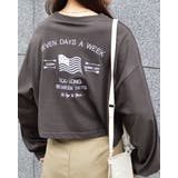 チャコール | アメリカンフラッグクロップド丈ロンT | ＆soiree