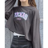 チャコール | カレッジロゴクロップドロンT  | ＆soiree