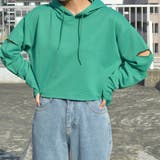 袖スリットクロップドパーカー 肘出し 肘開き | &soiree | 詳細画像2