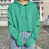 袖スリットクロップドパーカー 肘出し 肘開き | &soiree | 詳細画像3