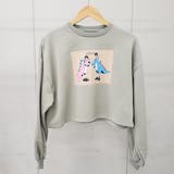 オリーブ | 怪獣カップルプリントクロップド裏起毛トップス 韓国ファッション パーカー | &soiree