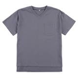 ブルーグレー | ポケット付き Vネック Tシャツ | ＆soiree