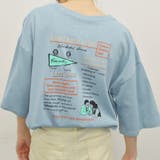 ブルー | イラストバックプリント半袖Tシャツ(レトロイラスト) | &soiree