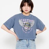 ネイビー | CUSTOMプリント ショート丈ピグメントTシャツ | &soiree