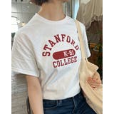 C-ホワイト | カレッジロゴアソートプリントTシャツ(半袖) | ＆soiree